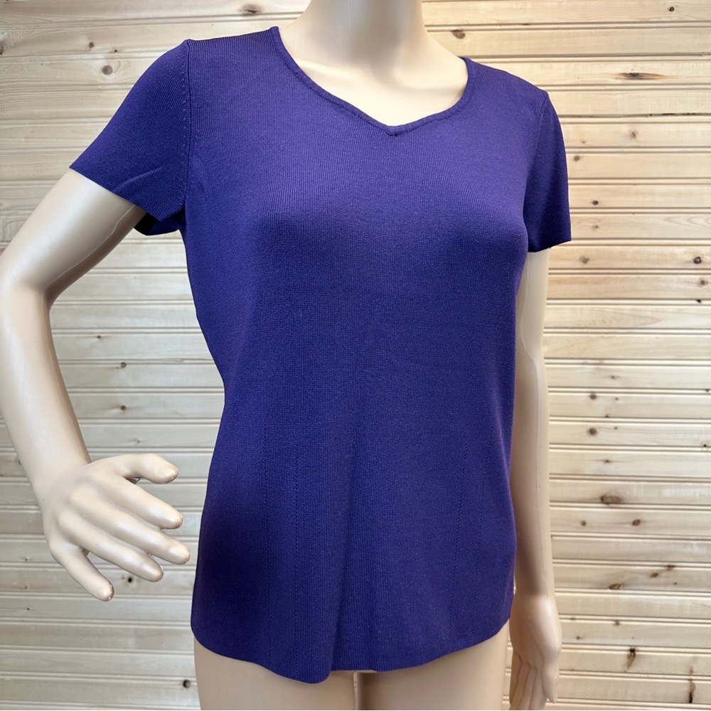 Liz Claiborne Purple Rayon Top Short Sleeved